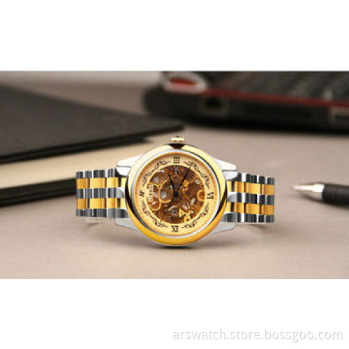 New antique automatic mechanical skeleton watch, with stainless steel case, automatic movement